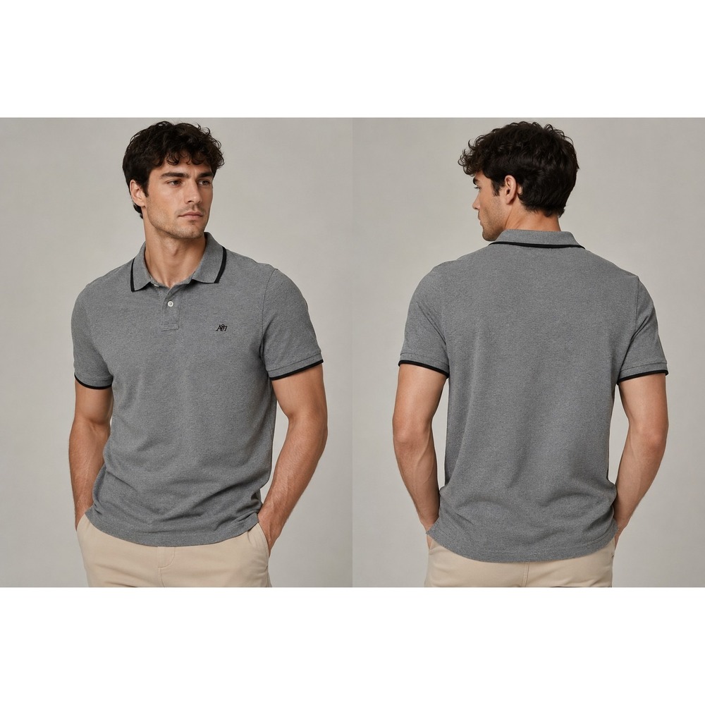 Aeropostale Gray Polo Shirt Men XL Short Sleeve Casual Logo Stretch